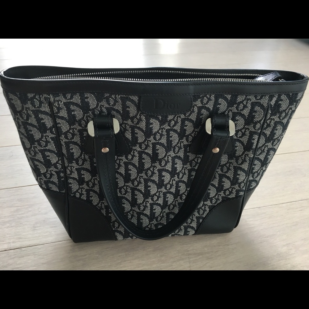 Christian Dior navy blue top handle bag